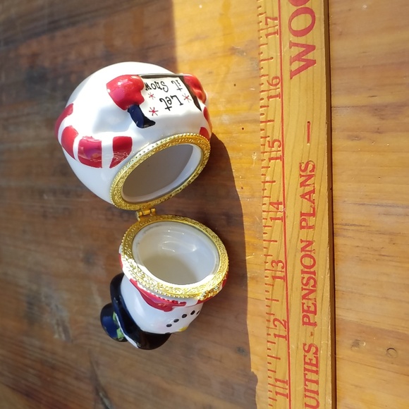 SNOWMAN HINGED TRINKET BOX Christmas Winter Let It Snow - Picture 7 of 8